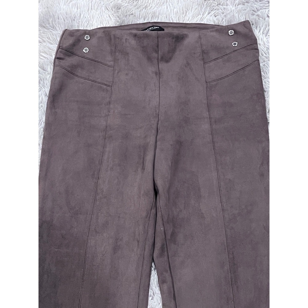 Marc New York Women's Faux Suede Pants Size L Wide Leg Brown Career Business